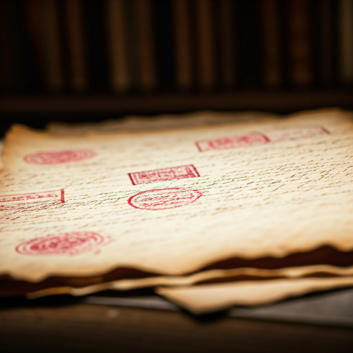 Vintage documents with scholarly annotations